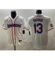 Men Dominican Republic Baseball  13 Manny Machado White 2026 World Baseball Classic Home Stadium Stitched Jersey