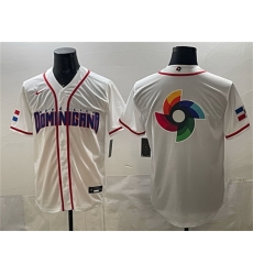 Men Dominican Republic Baseball Team Big Logo White 2026 World Baseball Classic Home Stadium Stitched Jersey