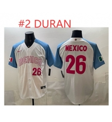 Men Mexico Baseball #2 Duran White 2026 World Baseball Classic Home Stadium Stitched Jersey