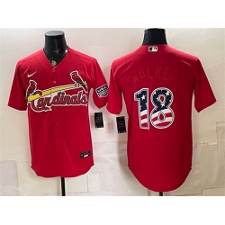 Men St  Louis Cardinals  18 Jordan Walker Red USA 250 Fourth of July Stitched Baseball Jersey