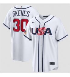 Men USA Baseball  30 Paul Skenes White 2026 World Baseball Classic Home Stadium Stitched Jersey