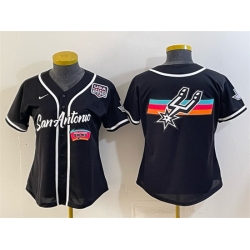 Women San Antonio Spurs Team Big Logo Black USA 250  Patch City Edition Stitched