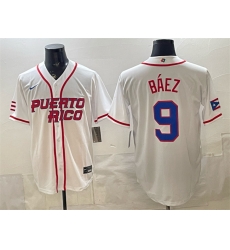 Men Puerto Rico Baseball  9 Javier Baez White 2026 World Baseball Classic Home Stadium Stitched Jersey