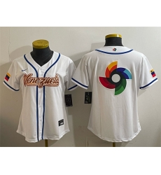 Women Venezuela Baseball White 2026 World Baseball Classic Big Logo Home Stadium Stitched Baseball Jersey Run Small 