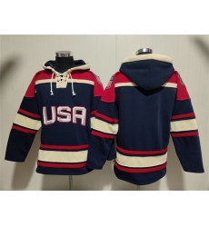 Men Team USA Navy Ageless Must Have Lace Up Pullover Hoodie