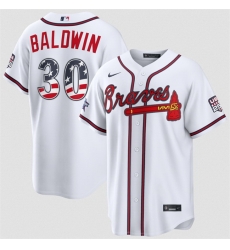 Men Atlanta Braves  30 Drake Baldwin White 2026 All Star Edition Stars   Stripes Stadium Pick A Player Stitched Baseball Jersey