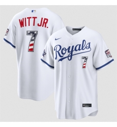 Men Kansas City Royals  7 Bobby Witt Jr  White 2026 All Star Edition Stars   Stripes Stadium Pick A Player Stitched Baseball Jersey