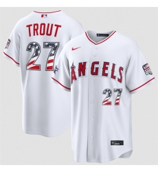 Men Los Angeles Angels  27 Mike Trout White 2026 All Star Edition Stars   Stripes Stadium Pick A Player Stitched Baseball Jersey