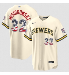 Men Milwaukee Brewers  32 Jacob Misiorowski Cream 2026 All Star Edition Stars   Stripes Stadium Pick A Player Stitched Baseball Jersey