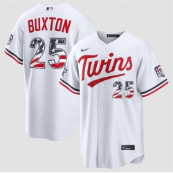 Men Minnesota Twins  25 Byron Buxton White 2026 All Star Edition Stars   Stripes Stadium Pick A Player Stitched Baseball Jersey