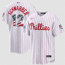 Men Philadelphia Phillies  12 Kyle Schwarber White 2026 All Star Edition Stars   Stripes Stadium Pick A Player Stitched Baseball Jersey