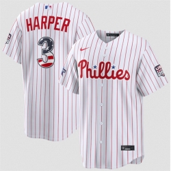 Men Philadelphia Phillies  3 Bryce Harper White 2026 All Star Edition Stars   Stripes Stadium Pick A Player Stitched Baseball Jersey