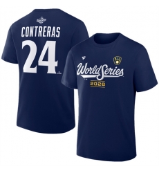Men Milwaukee Brewers  24 William Contreras Navy 2026 World Series Name   Number T Shirt